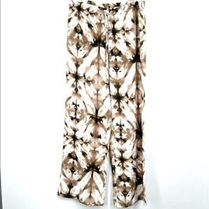 Calvin Klein cream brown tie die wide leg pants medium BoxB